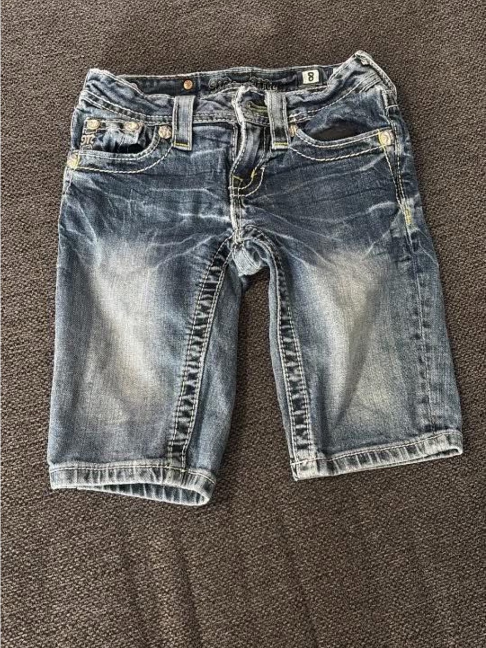 Miss Me Girls Denim Knee-Length Shorts - Blue Wash